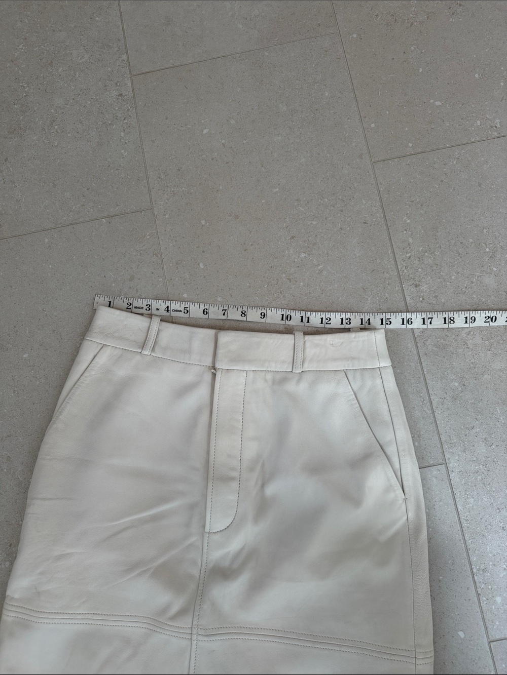 Reformation Cream Leather Midi Pencil Skirt - Picture 8 of 9